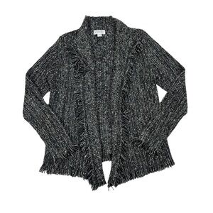 Velvet By Graham & Spencer Tweed Knit Open Front Cardigan Sweater
